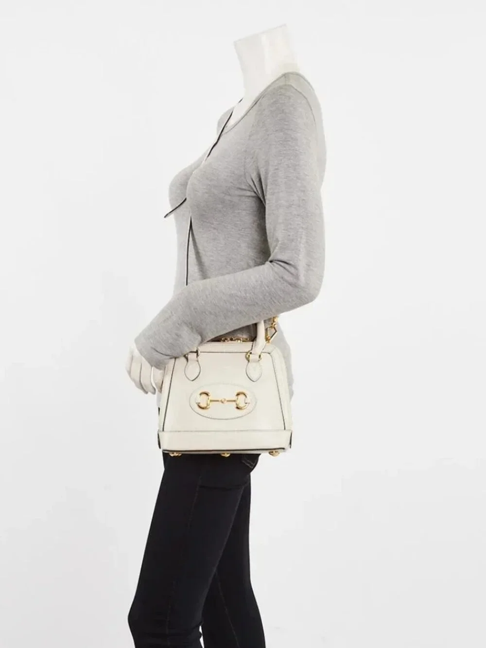 Gucci White Smooth Leather 1955 Horsebit Mini Bag